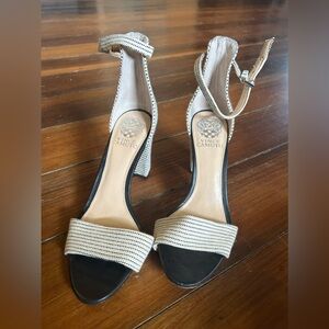 Vince Camuto Black & White Tweed Vero Cuoio Heels
